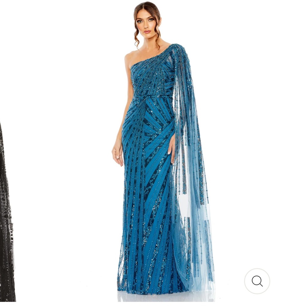 MAC DUGGAL - ONE SHOULDER CAPE SLEEVE EMBELLISHED GOWN✨👗